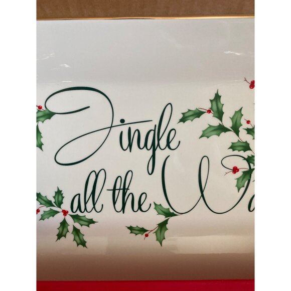 Lenox Holiday Jingle All the Way14.5" Porcelain Platter Gold Trim Christmas - Picture 4 of 13